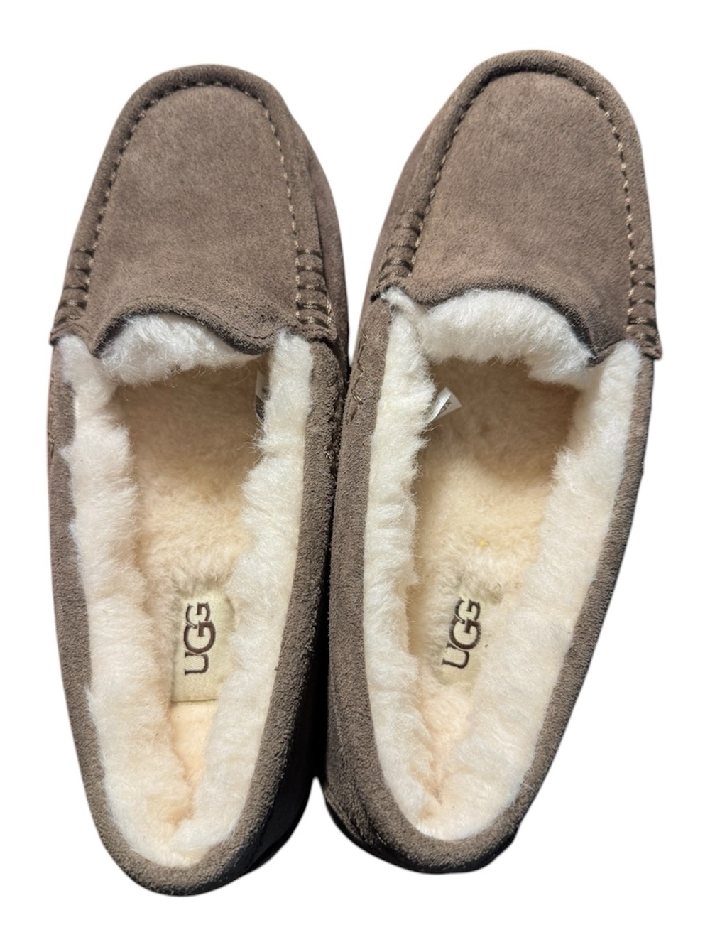 UGG Women's Taupe Suede Shearling-Lined Slippers